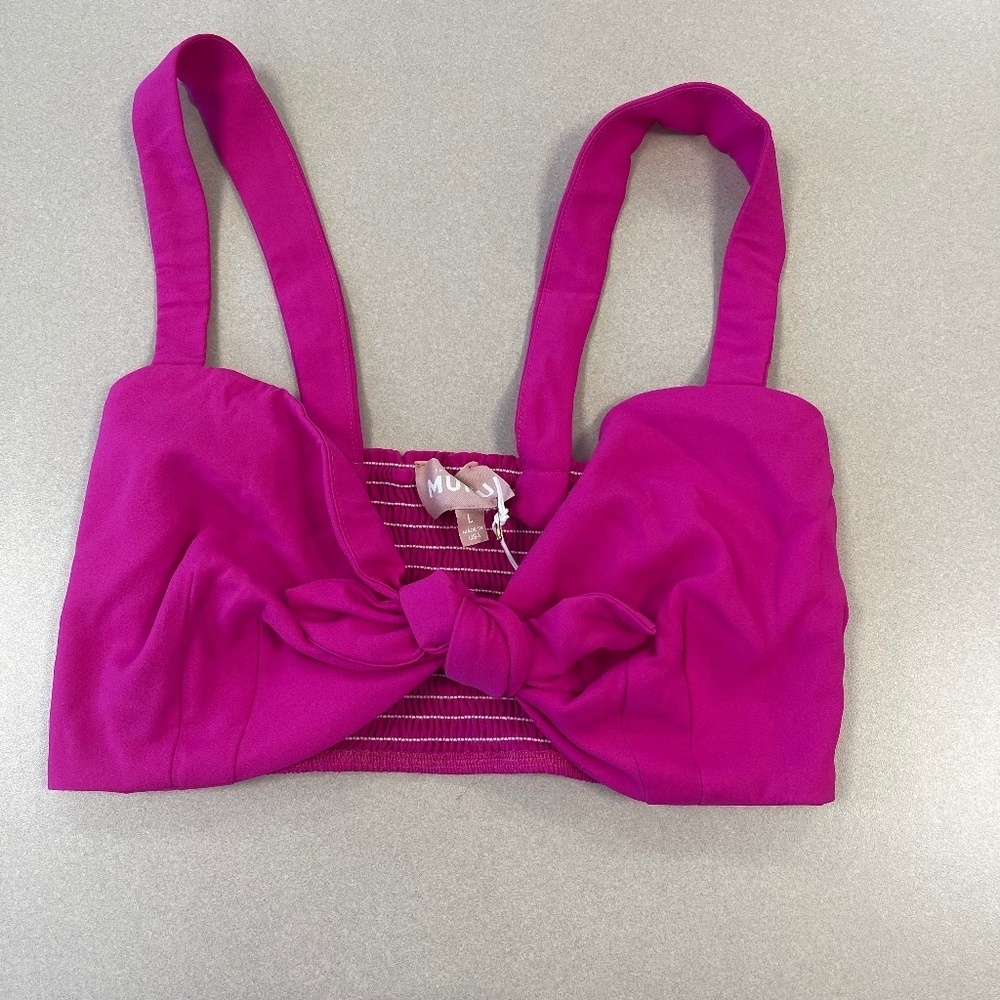 Show Me Your MuMu Bright Pink Kaden Crop Top - Size L - NWT